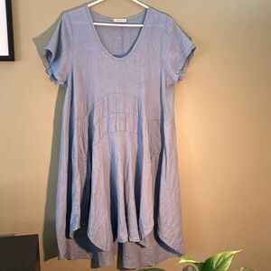 Marisa & Marie Italian 100% linen blue bohemian dress.